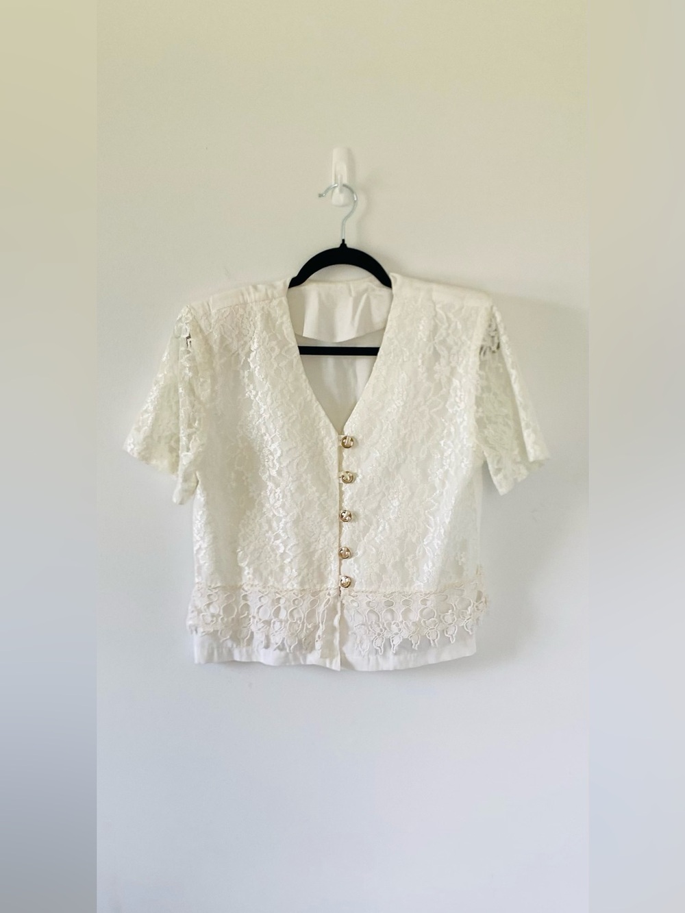 Vintage Lace Button-Front Top, Cottagecore, Coquette, Victorian, Coastal Grandma